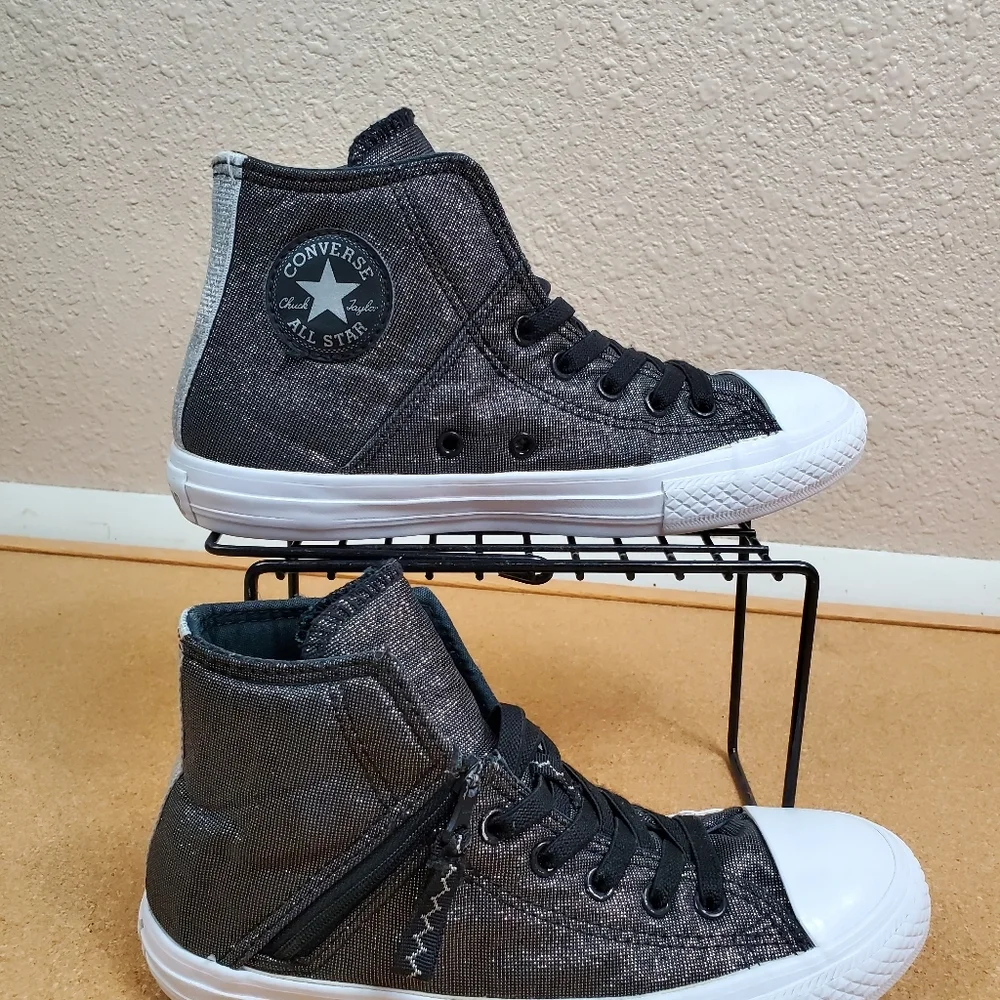 CONVERSE ALL STAR Metallic Silver Black Chuck Tayl